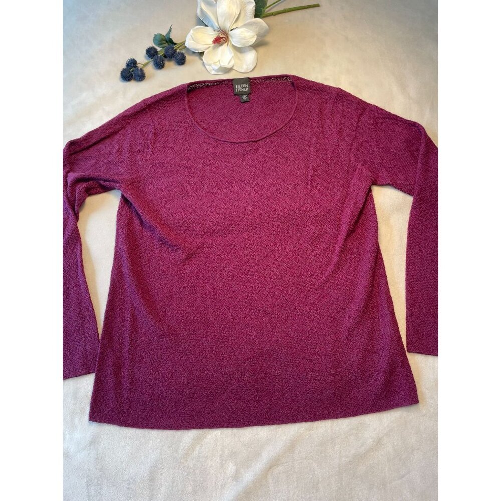 Eileen Fisher Womens Texture Wool Knit Sweater Top S Academia Classic Y2K Vtg